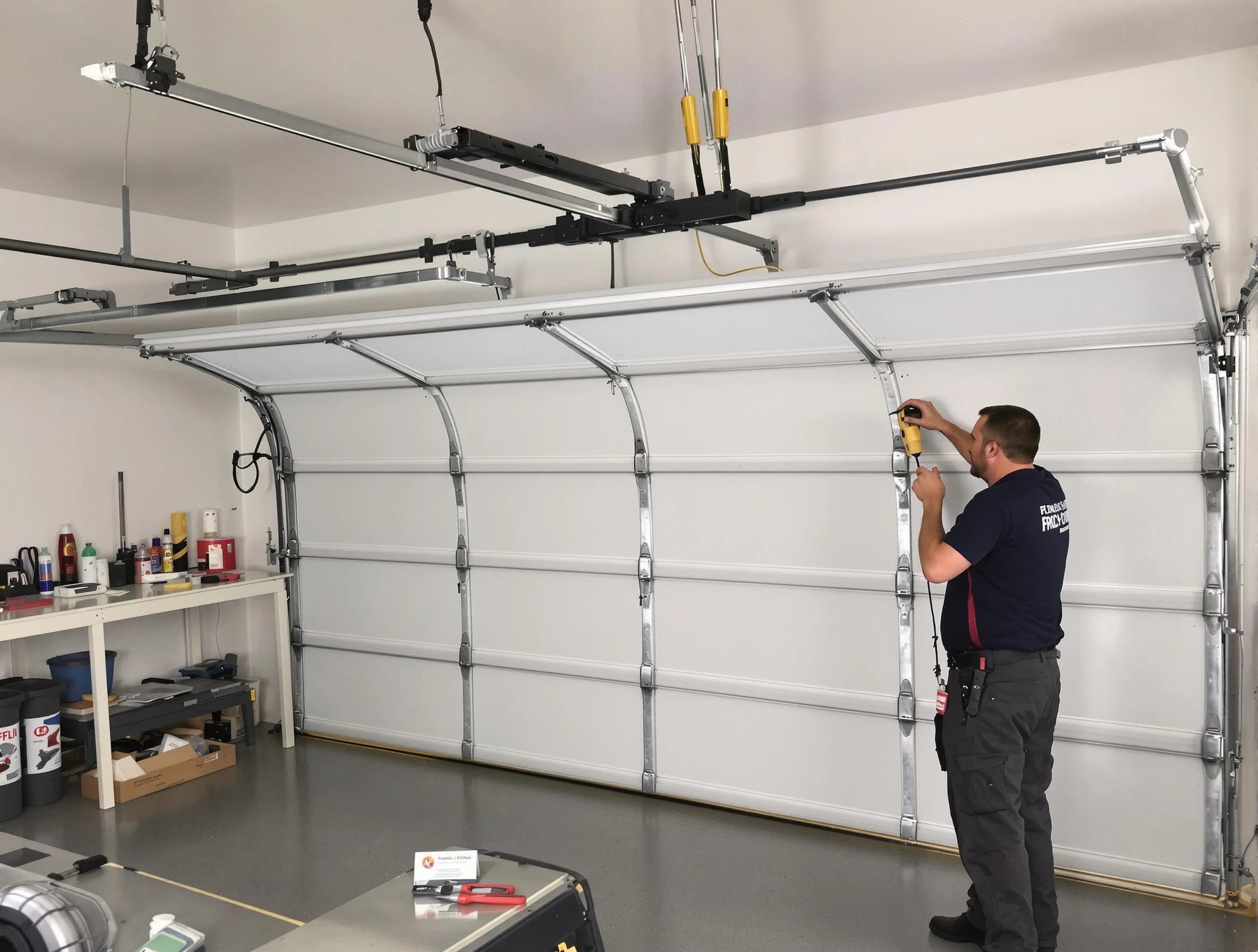 South Valley Garage Door Repair certified technician performing overhead door system repair in South Valley