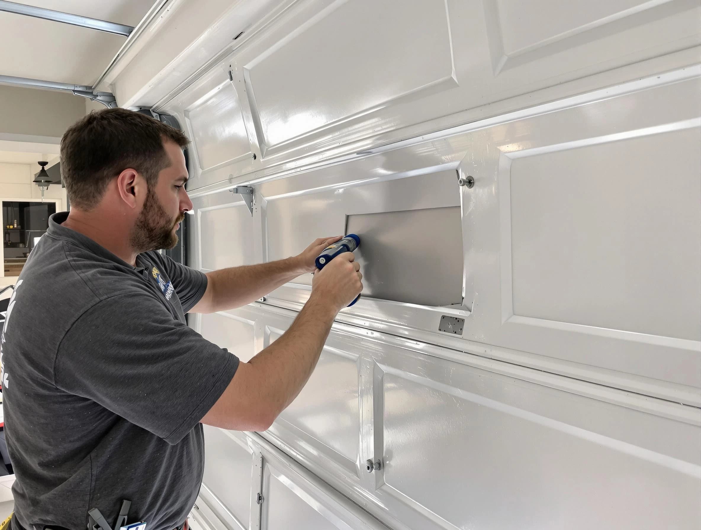 Garage door panel repair by South Valley Garage Door Repair in South Valley