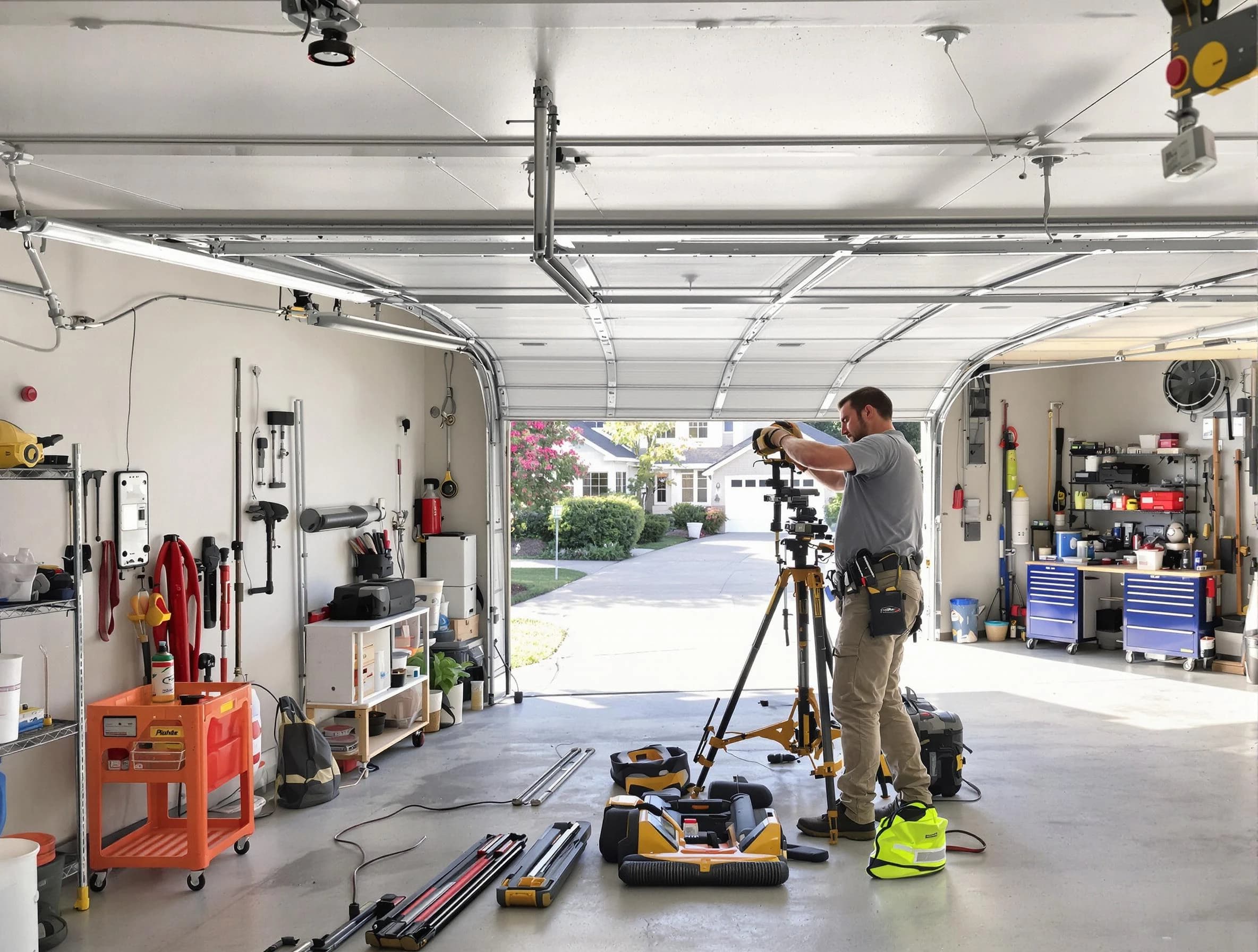 South Valley Garage Door Repair specialist performing laser-guided track alignment in South Valley
