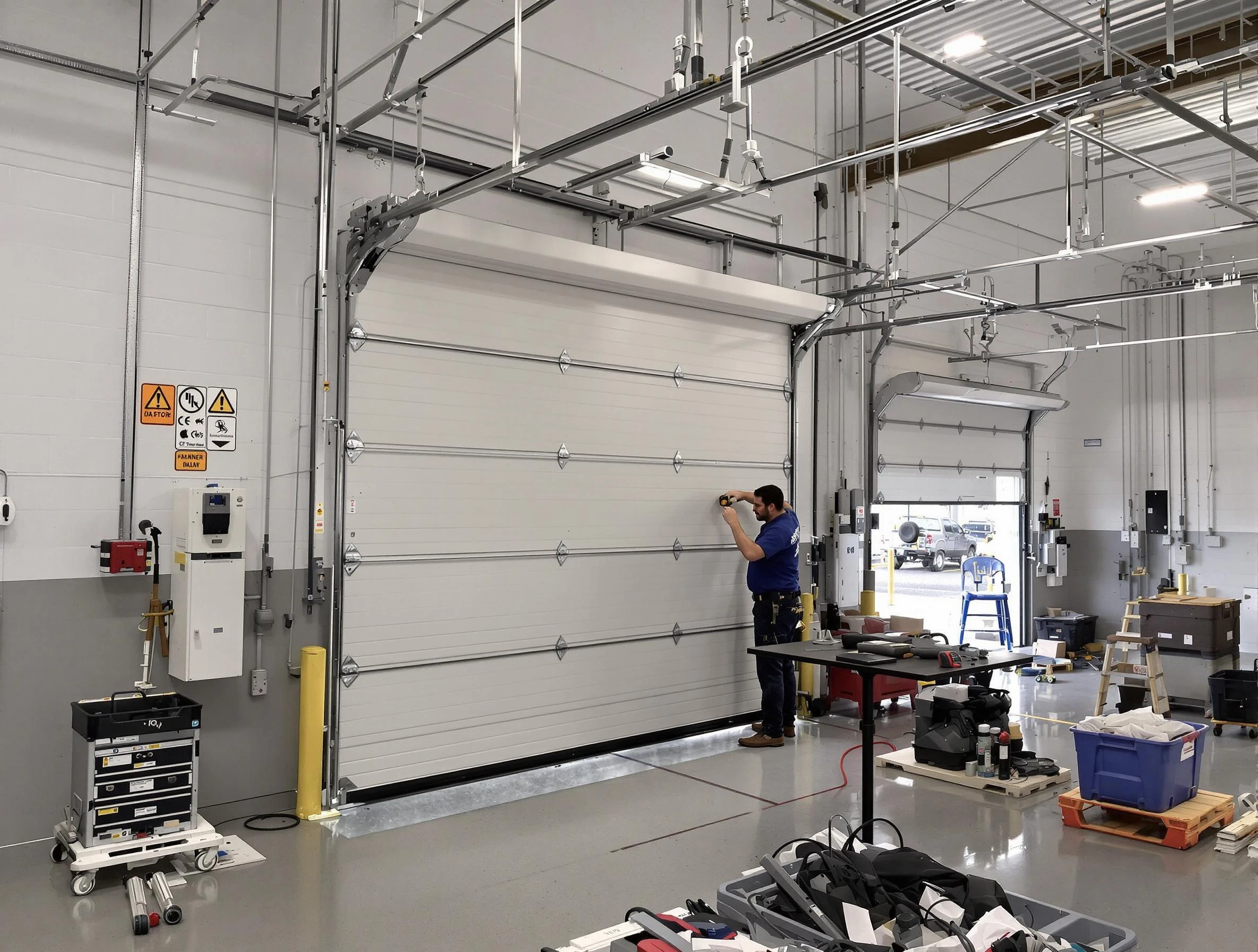 Commercial garage door repair being performed by South Valley Garage Door Repair expert in South Valley