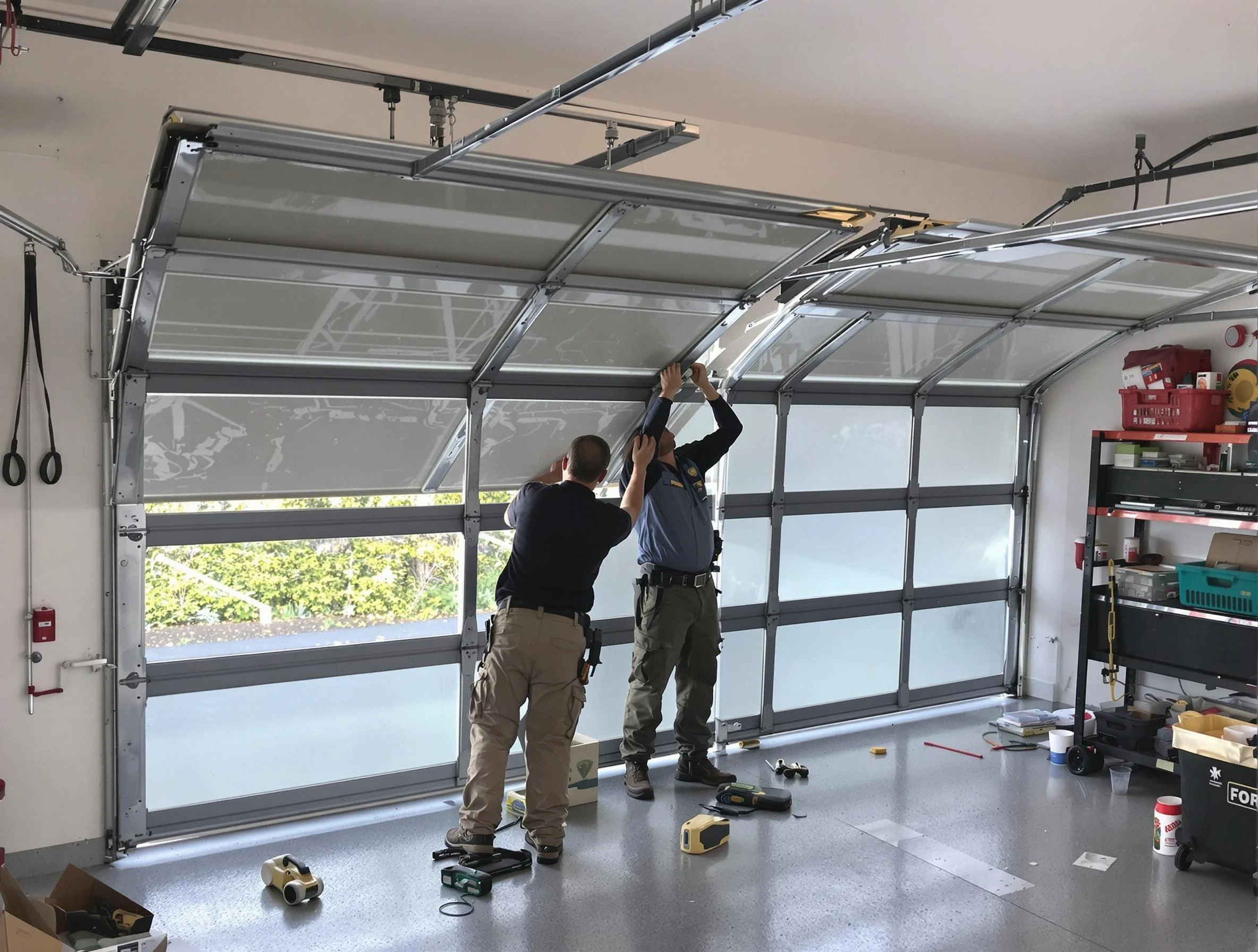 South Valley Garage Door Repair expert performing precise panel replacement on South Valley garage door