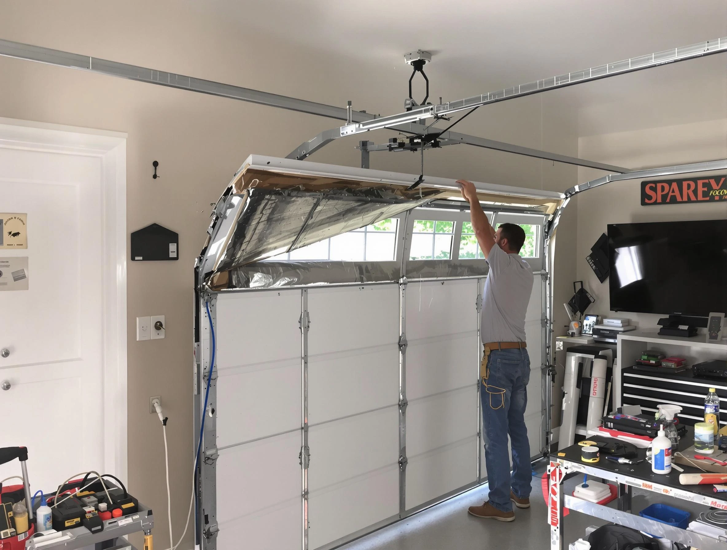 Garage door section replacement by South Valley Garage Door Repair in South Valley